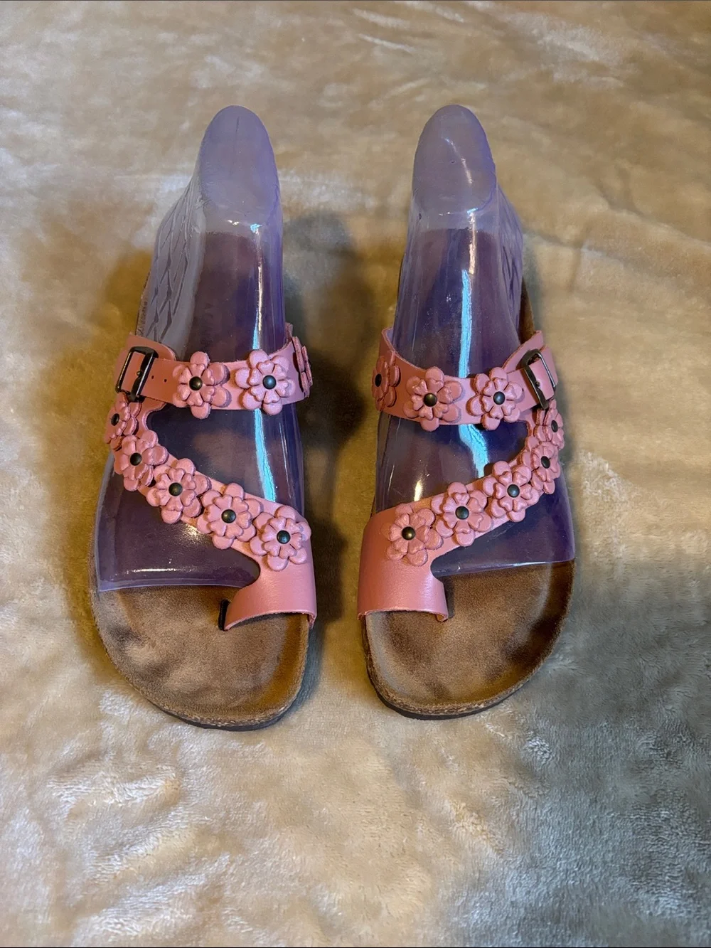 Women's Floral Strap Pink Slide Sandals